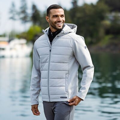 Cutter & Buck Evoke Hybrid Eco Softshell Recycled Full Zip Mens Hooded Jacket Thumbnail