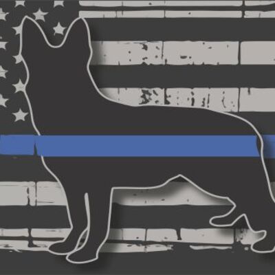 Blue Line Flag with Sherppard Dog License Plate Thumbnail