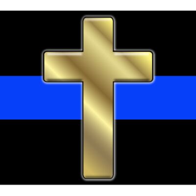 Blue Line Decal with Gold Cross 4" or 6" Thumbnail