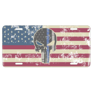 License Plate with American Flag with Spartan distressed  Design