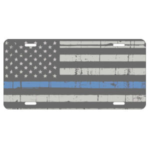 Thin Blue Line Flag on Aluminum License Plate  Design