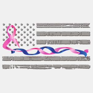 Ladies Slouchy T-shirt with Blue Line and Pink Ribbon Flag Design