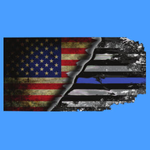 Ladies Flowy Racerback Tank USA-Thin Blue Line Flag Design