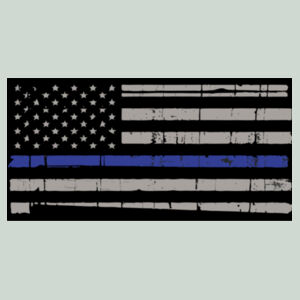 Men's  Blue Line Flag Distressed Black Background Design
