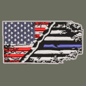 USA-Thin Blue line Flag Embroidery on Camo Cap Design