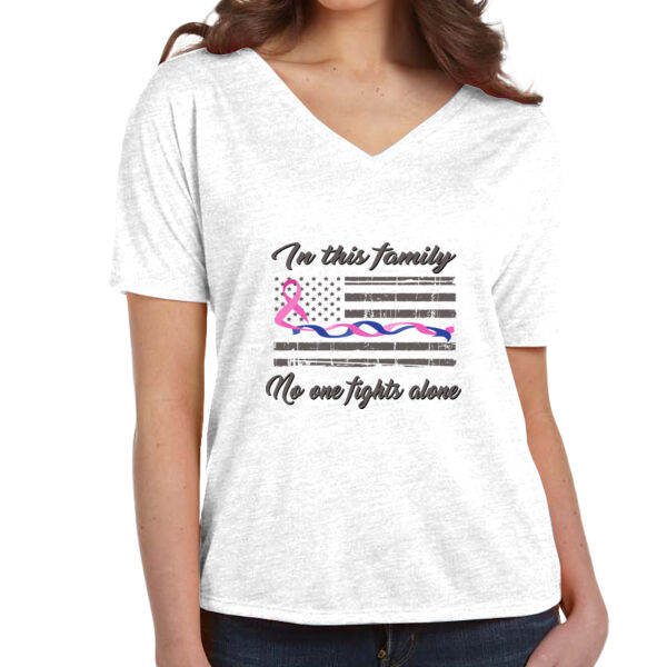 Women's Cancer and Blue Line V-neck T-Shirt Thumbnail