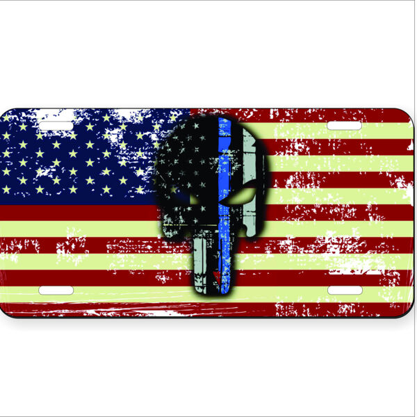 License Plate with American Flag with Spartan distressed  Thumbnail