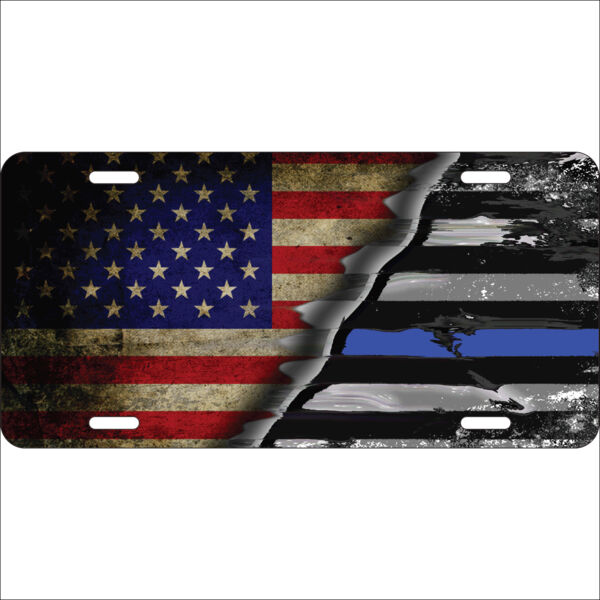 License Plate United States / Thin Blue Line Flag  Thumbnail