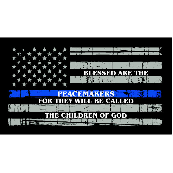 4" or 6" Blessed are the Peacemakers Blue Line Distressed Flag Decal Thumbnail