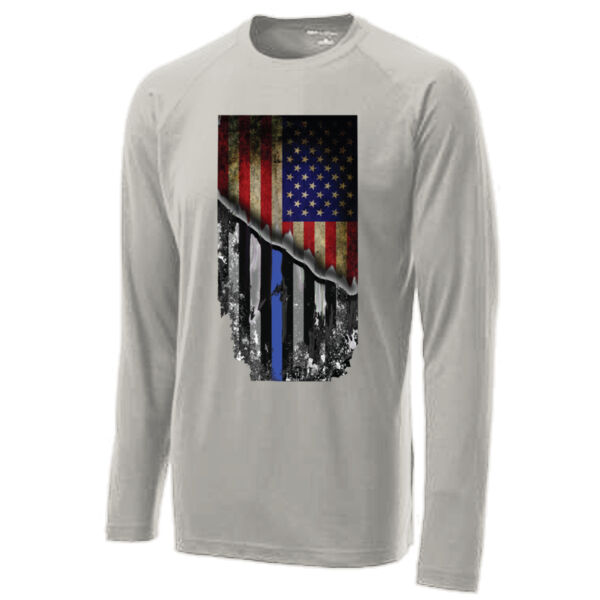 USA-Thin Blue Line Flag on Men's Soft Long Sleeve T-shirt  Thumbnail
