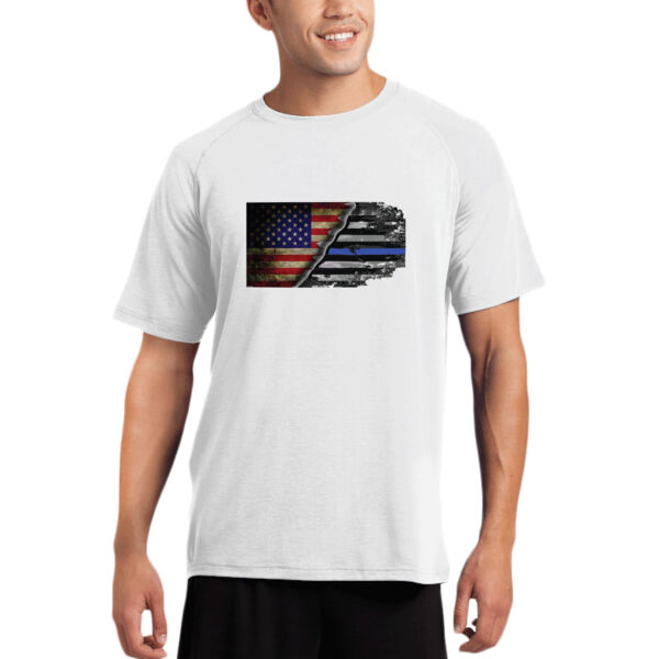 Men's USA-Thin Blue Line Flag on Soft Feel Dri-Fit T-shirt  Thumbnail