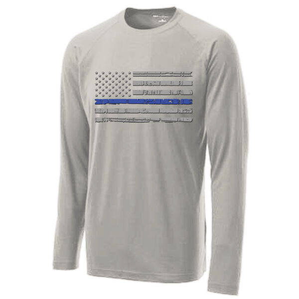 Light Blue Line Flag on Men's Soft Long Sleeve Thumbnail