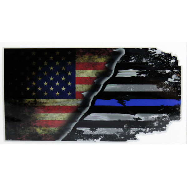 USA-Blue Line Flag on Outdoor Decal 4" or 6" Thumbnail