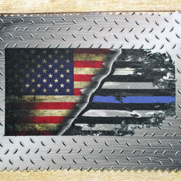 Lens Cloth USA-Blue Line Flag Metal Background Thumbnail