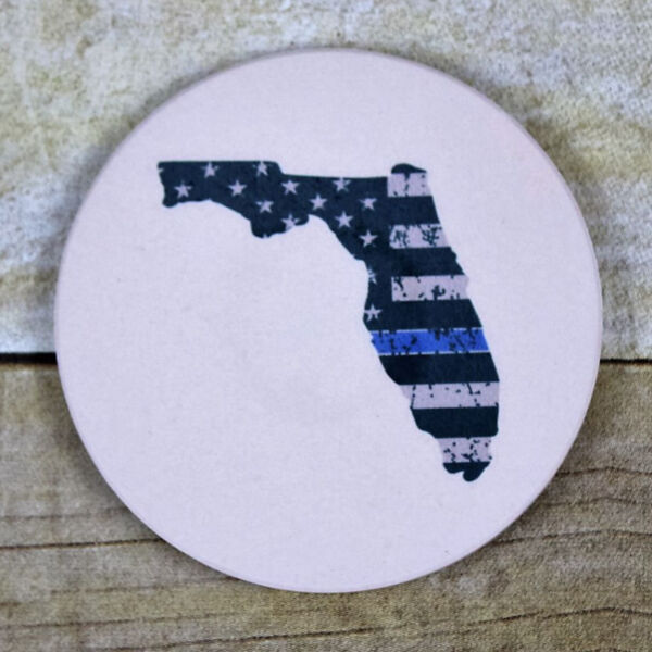 Round Sandstone Coaster Blue Line FL Thumbnail