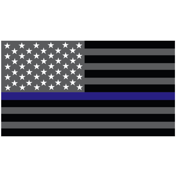 Thin Blue Line Grey Flag Decal 4" or 6" Thumbnail