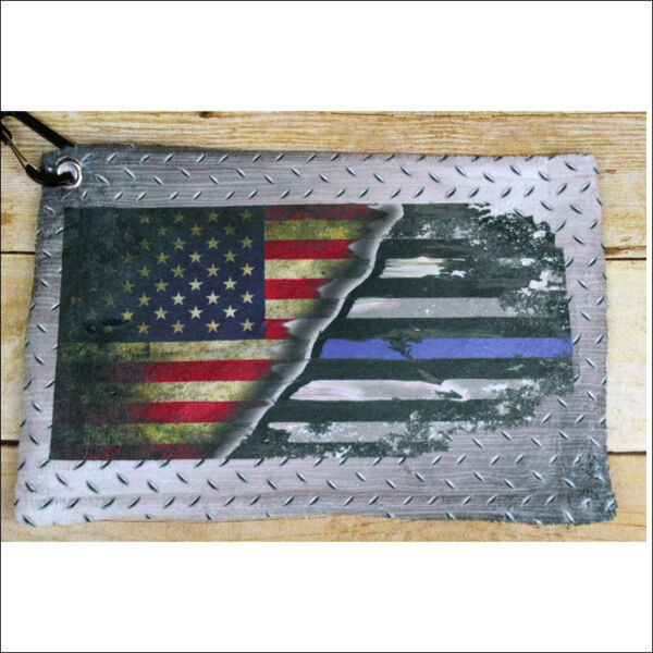 USA-Thin Blue Line Flag Gun Towel with Carabiner Thumbnail