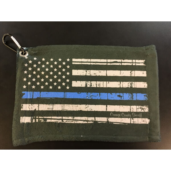 Thin Blue Line Distressed  Flag Gun Towel with Carabiner Thumbnail