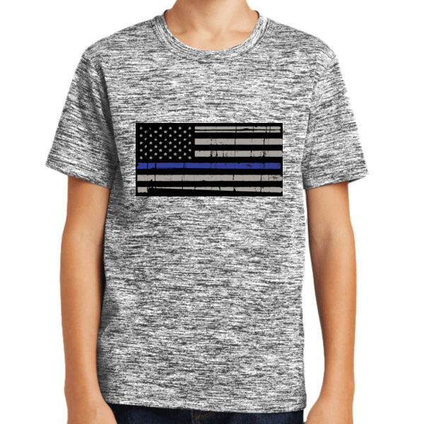 Youth  Blue Line Flag Distressed Black Background Thumbnail