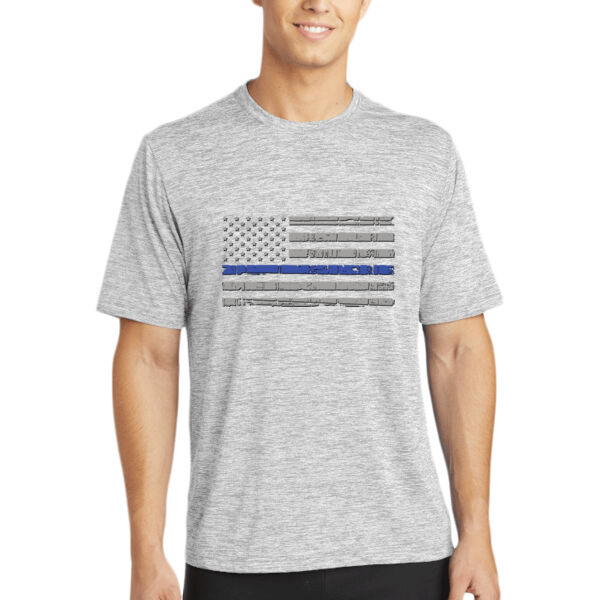 Men's Thin Blue Line Flag Soft Printed on Heather T-Shirt Thumbnail