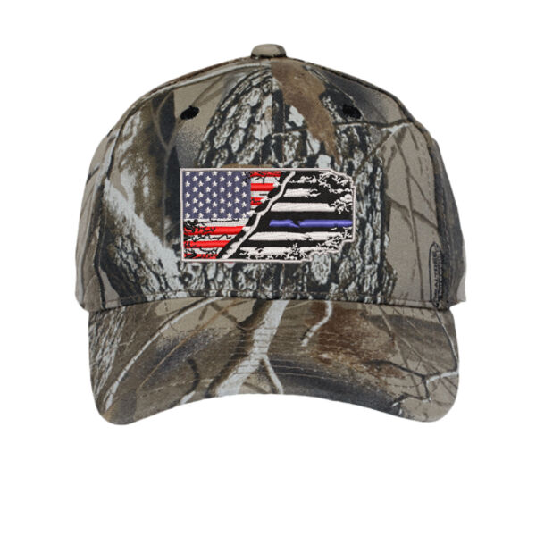 USA-Thin Blue line Flag Embroidery on Camo Cap Thumbnail