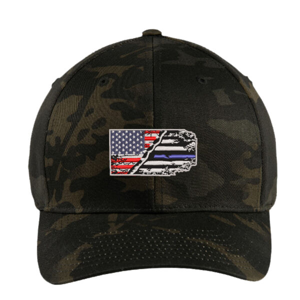 USA-Thin Blue line Flag Embroidery on Flexfit Cap Thumbnail