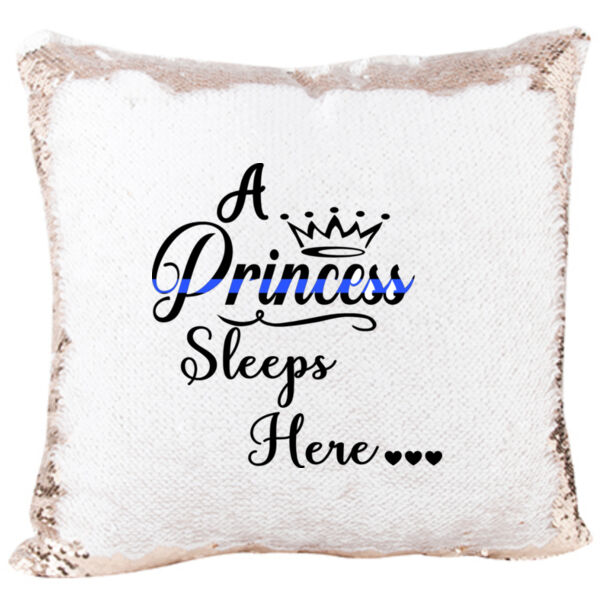 Thin Blue Line A Princess Sleeps Here Sequin Pillow Thumbnail