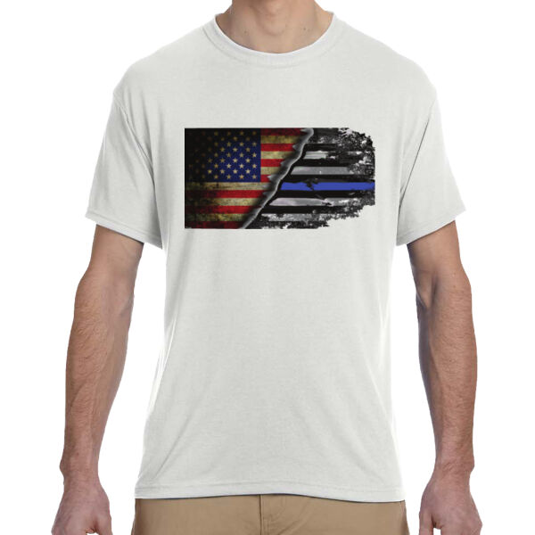 Men's USA-Thin Blue Line Flag on Soft T-Shirt Thumbnail