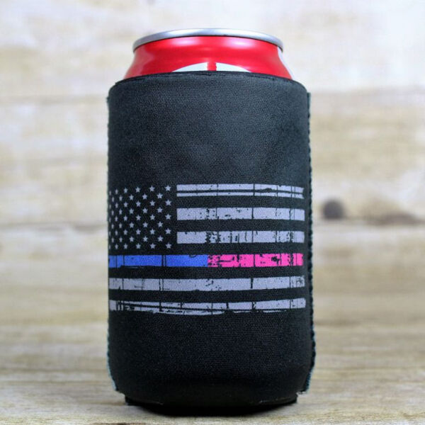 Blue-Pink Line Flag Can Cooler Thumbnail