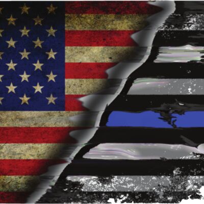 REGULAR AMERICAN BLUE LINE FLAG Horizontal FIXED Adult 12in Thumbnail