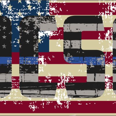 American flag with  blue line ocso distressed Thumbnail