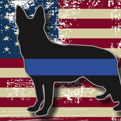 American flag with sheppar dog blue line distressed Thumbnail