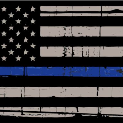 Men's Blue Line Flag Distressed Black Background Thumbnail
