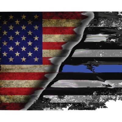 Ladies V-Neck Tee OCSO Flag Horizontal  Thumbnail